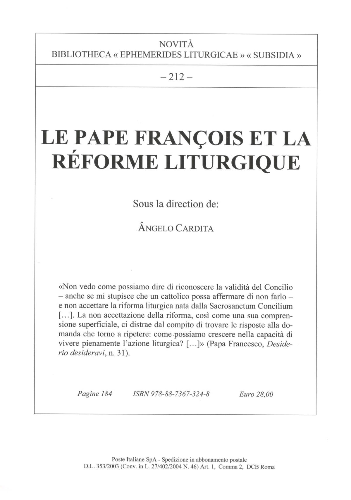 Ephemerides Liturgicae | ANNO CXXXVIII | 1 Gen.- Mar | 2024