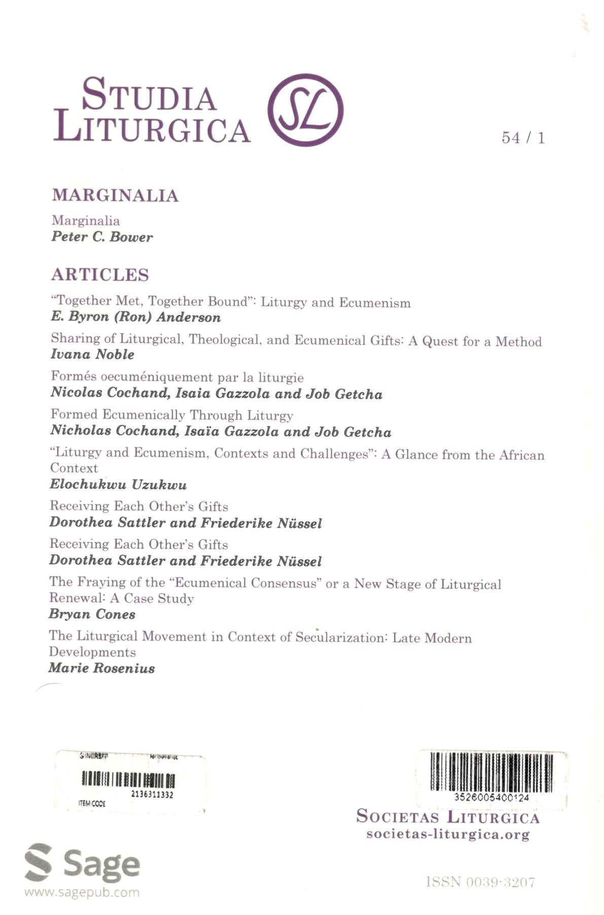 Studia Liturgica | Vol. 54 No. 1 | March 2024