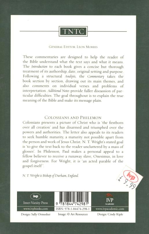 TNTC - Colossians & Philemon (Vol.12)