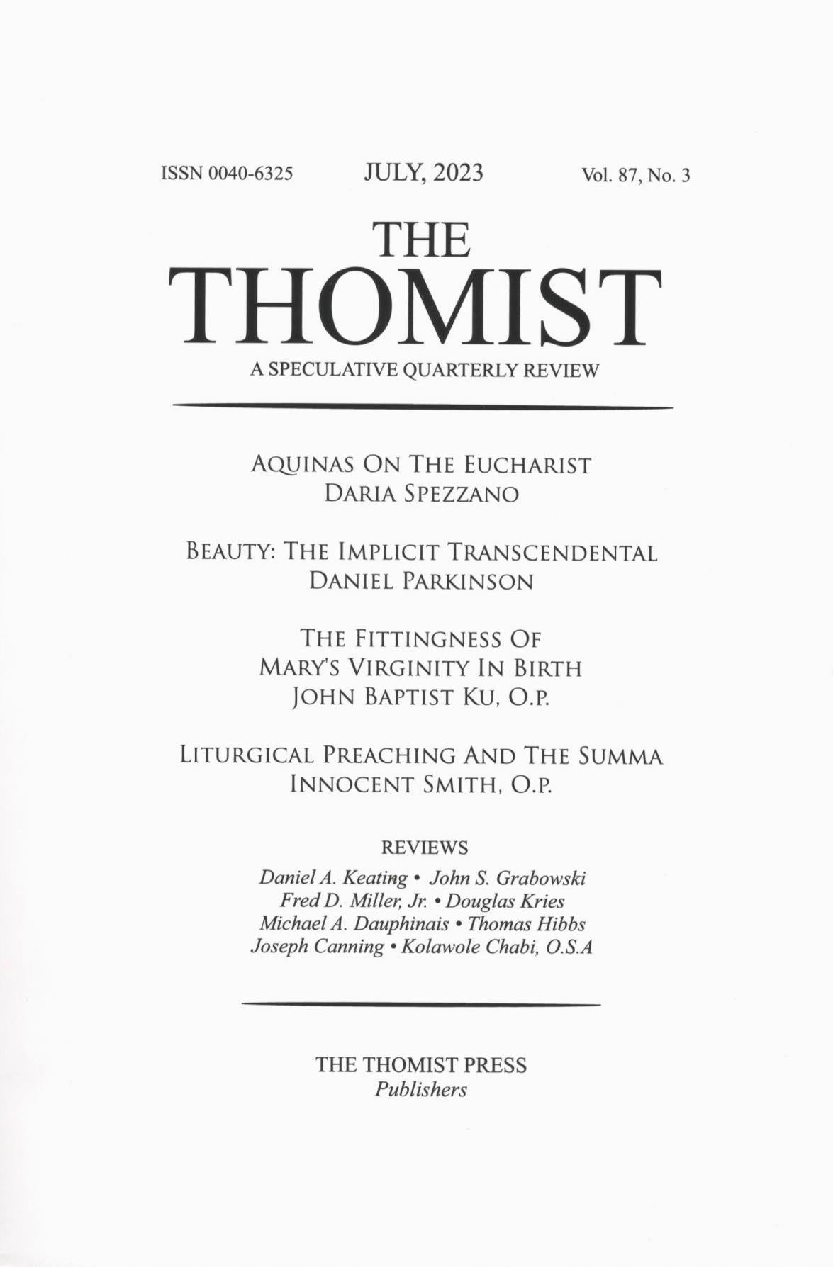 The Thomist | Vol. 87 | No. 3 | July 2023