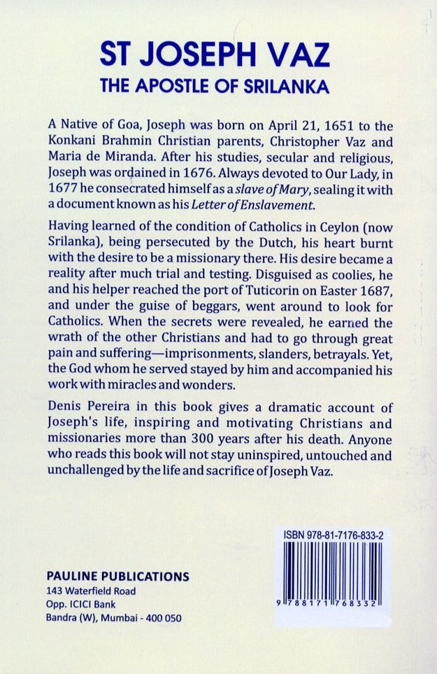 St Joseph Vaz - The Apostle of SriLanka