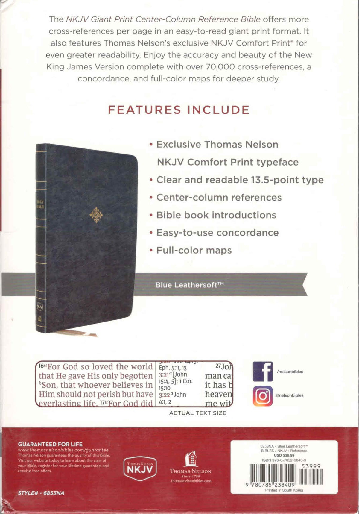 NKJV Giant Print Center-Column Reference Bible