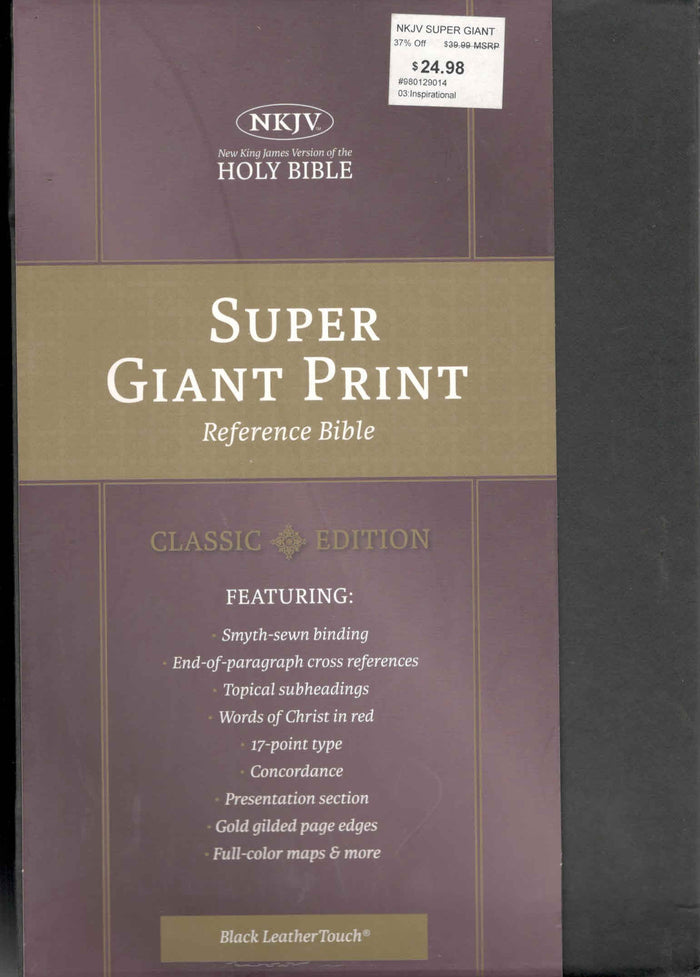 NKJV Super Giant Print Reference Bible, Classic Black LeatherTouch