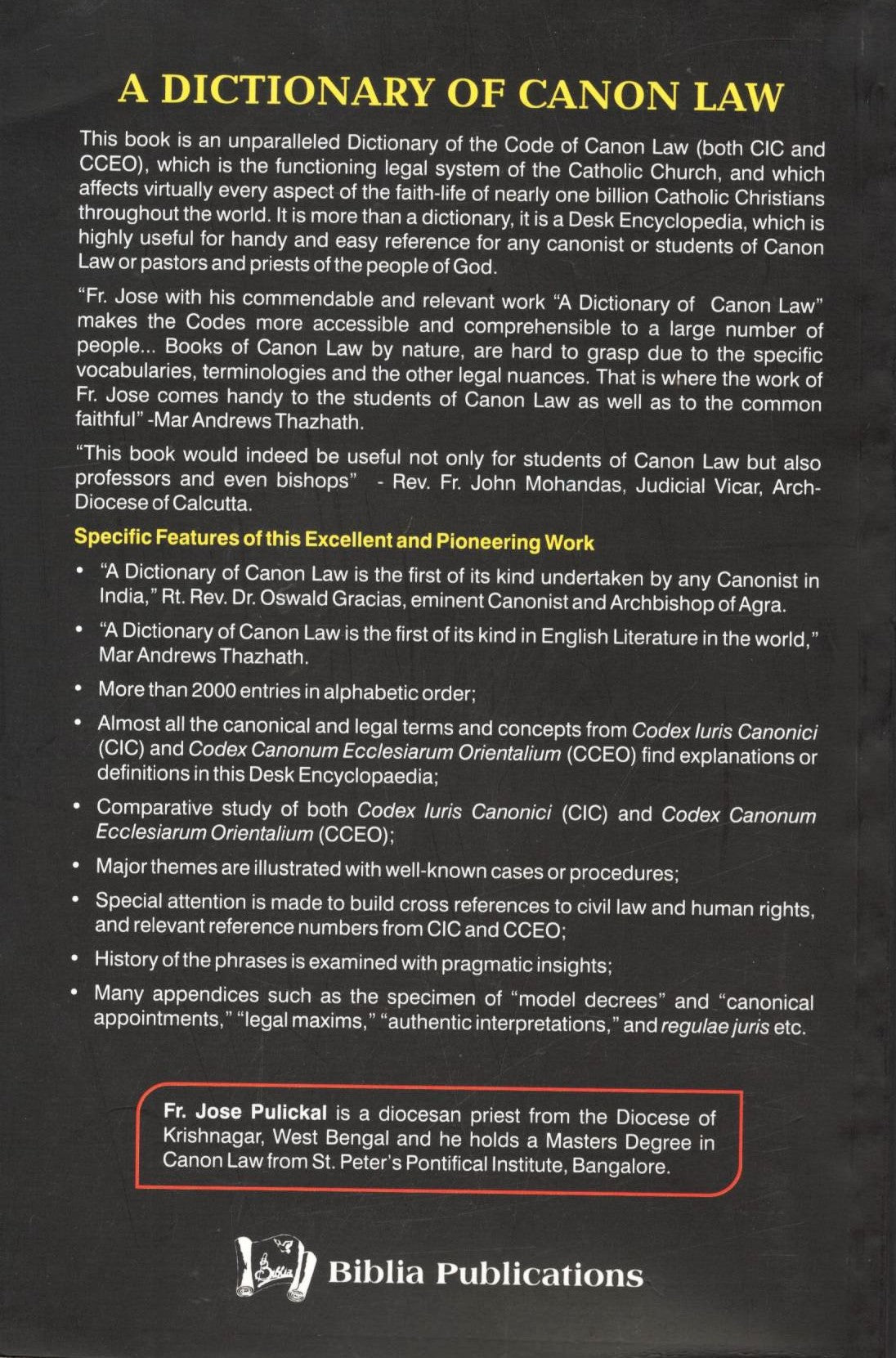 A Dictionary of Canon Law