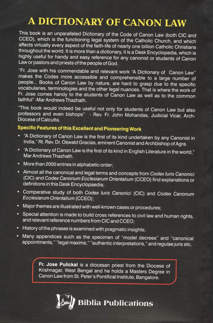 A Dictionary of Canon Law