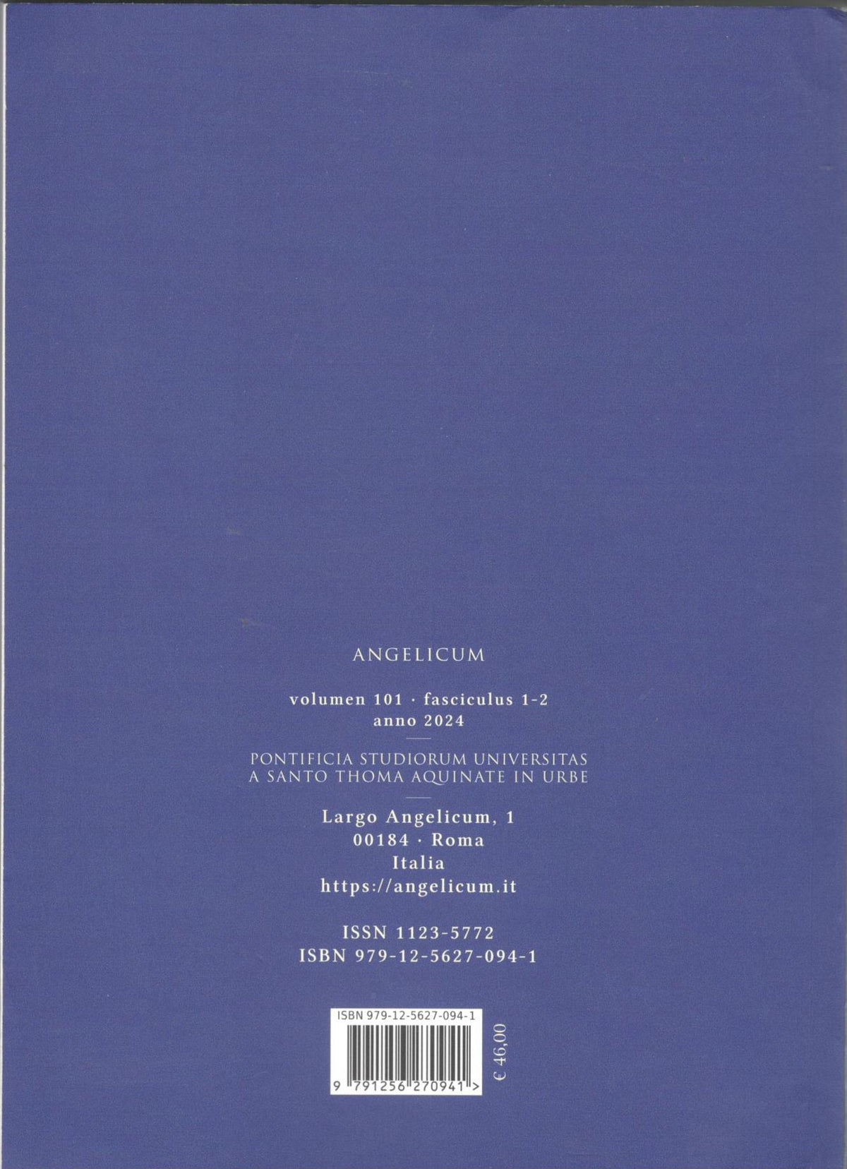 Angelicum Vol.101 | Issues 1-2 | 2024