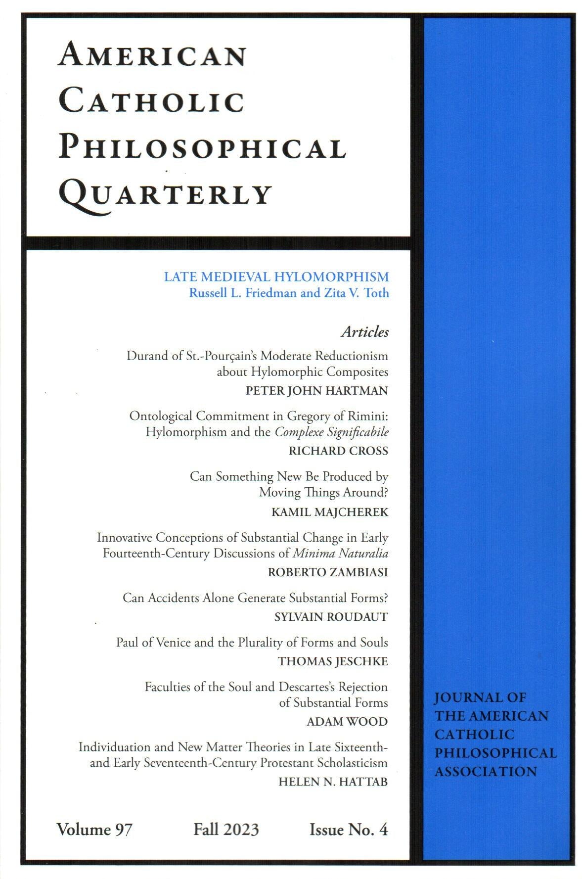 American Catholic Philosophical Quarterly | Vol. 97 | Issue No. 4