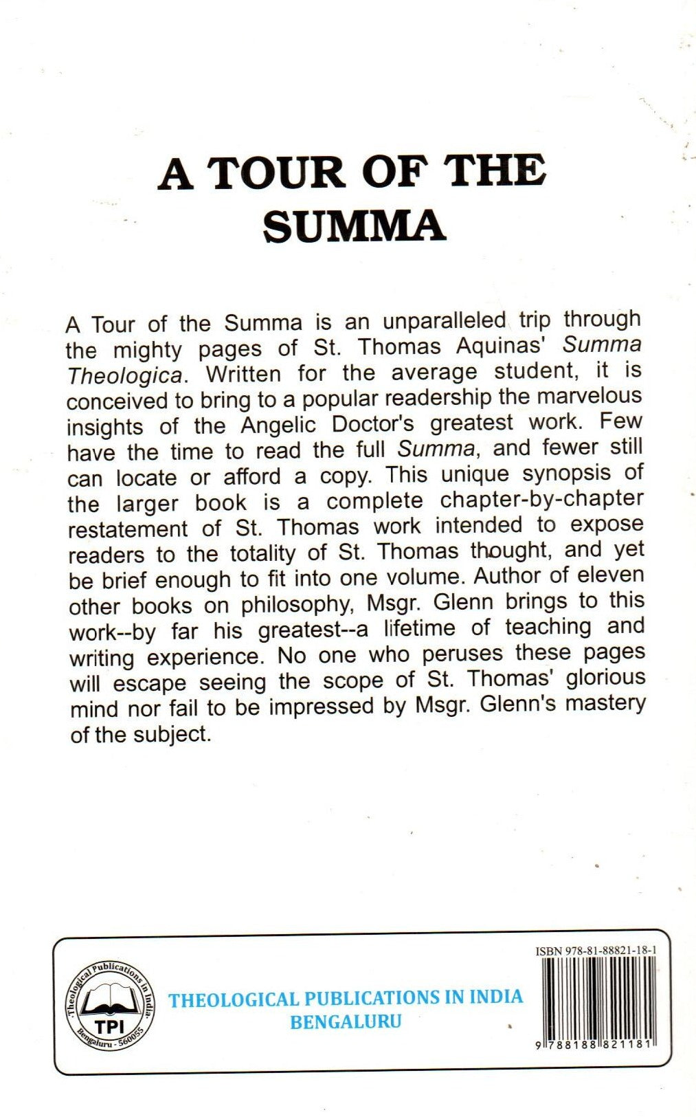 A Tour of the Summa of St. Thomas Aquinas