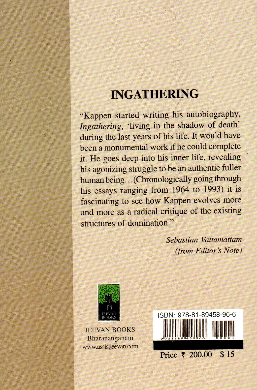 Ingathering : Autobiographical writing and selected essay