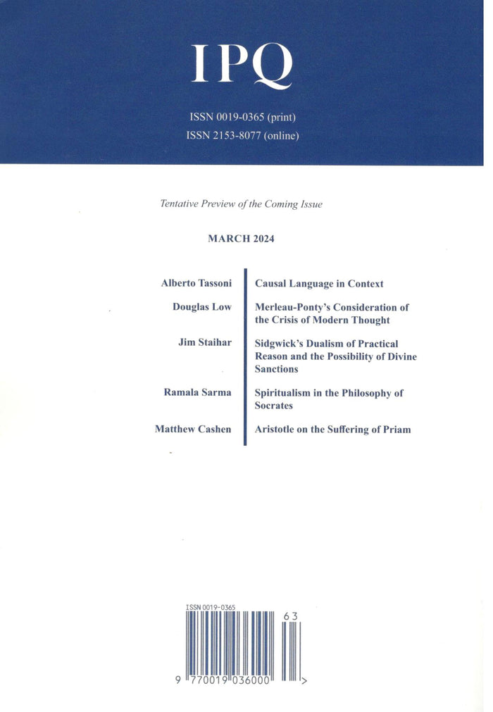 International Philosophical Quarterly | Vol.63 No.4 | Issue No. 252 | Dec. 2023