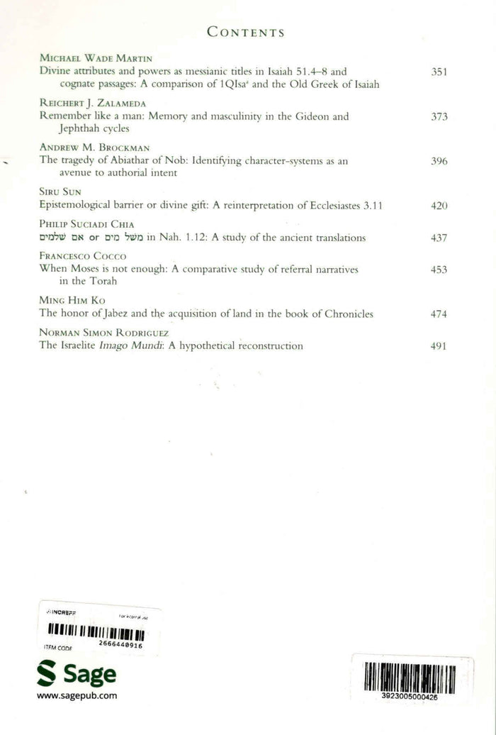 Journal for the Study of the Old Testament | Vol. 50.4 | June 2026