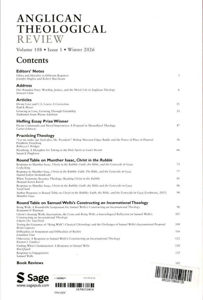 Anglican Theological Review | Vol.108 | No. 1 | Winter 2026