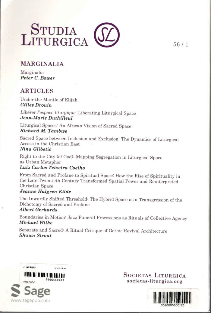 Studia Liturgica | Vol. 56 No. 1 | March 2026