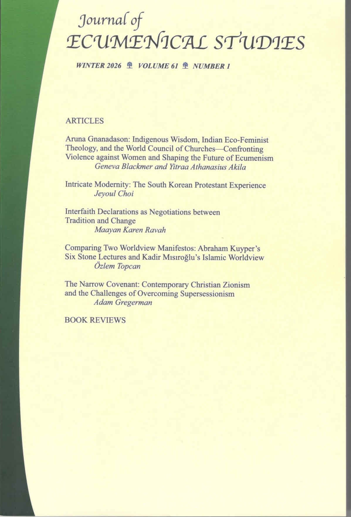 Journal of Ecumenical Studies | Vol. 61 | No. 1 | Winter 2026