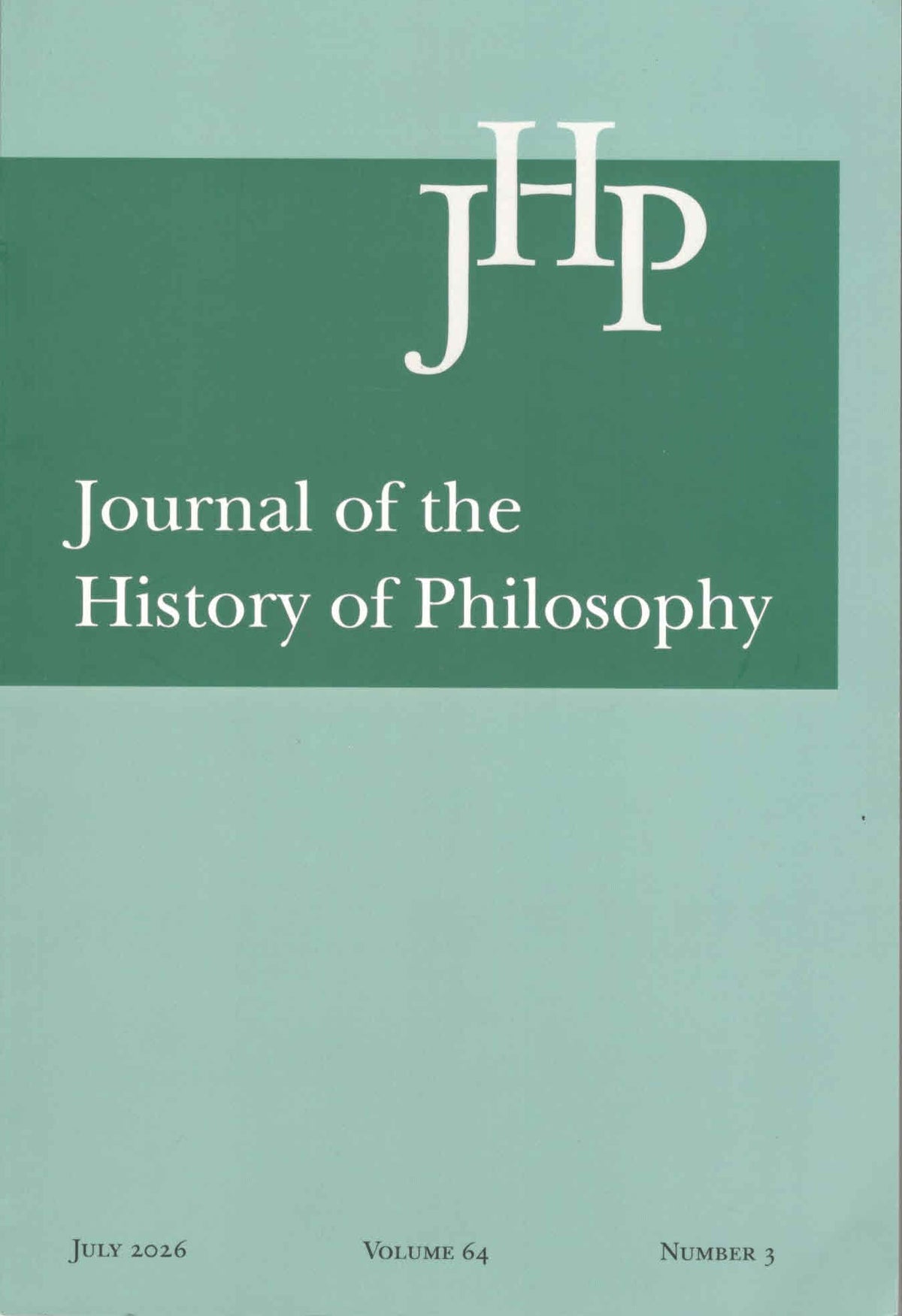 Journal of the History of Philosophy |Vol.64 |No.3 |Jul 2026