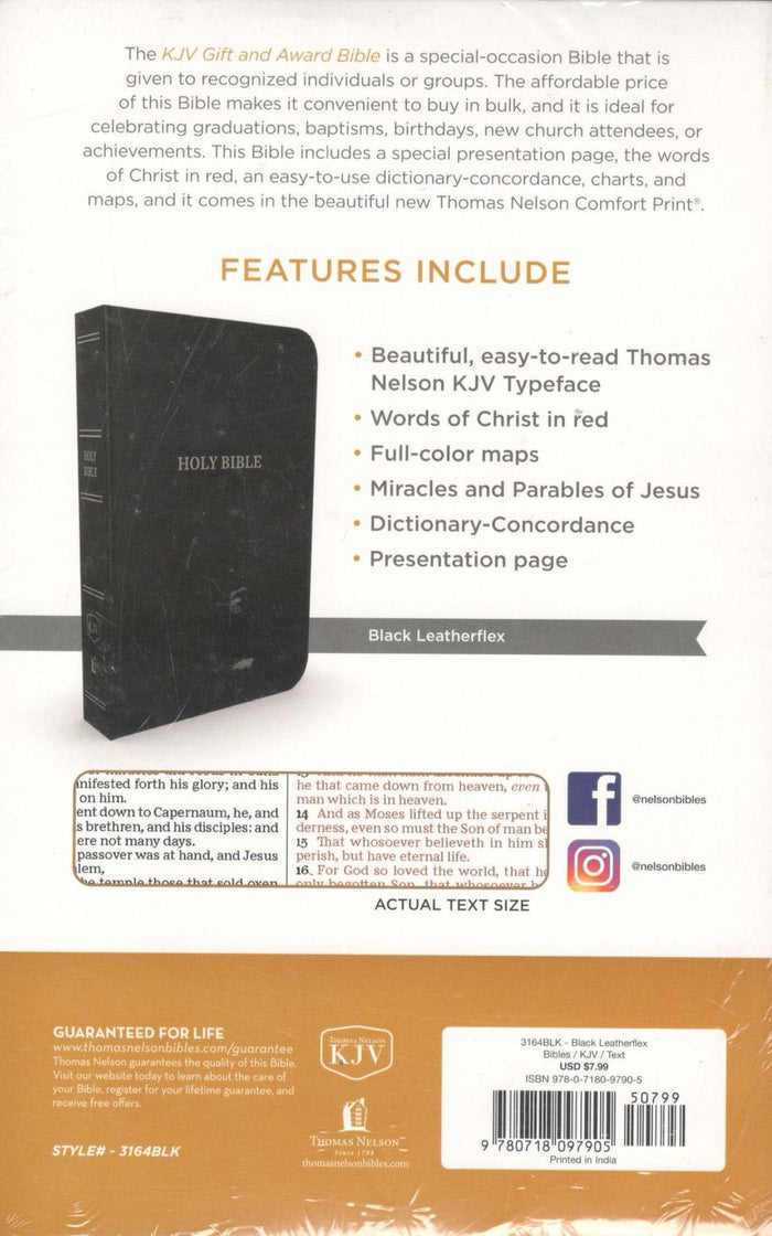 KJV: Gift & Award Bible (Black), Red Letter, Comfort Print