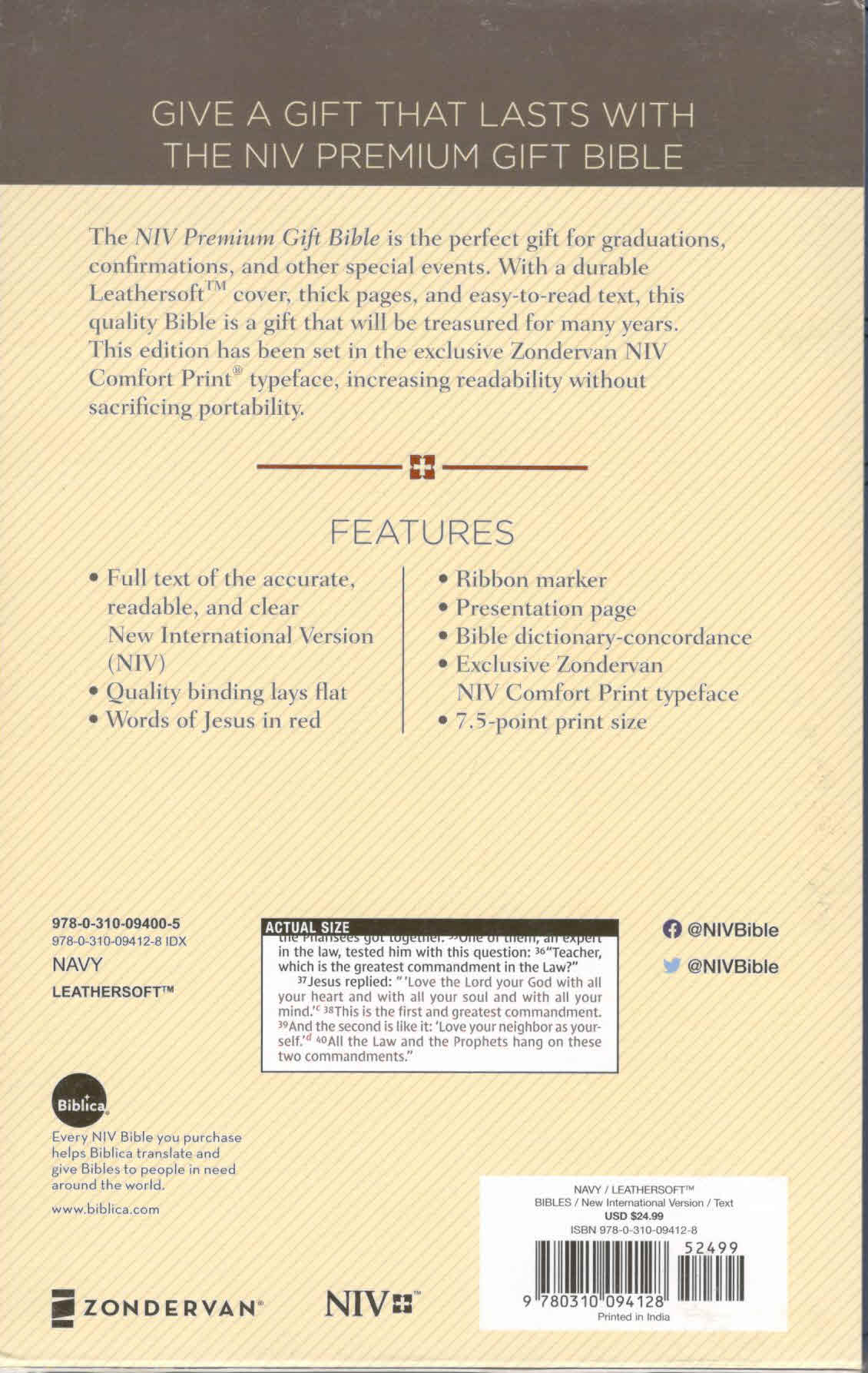 NIV Premium Gift Bible: The Perfect Bible for Any Gift-Giving Occasion