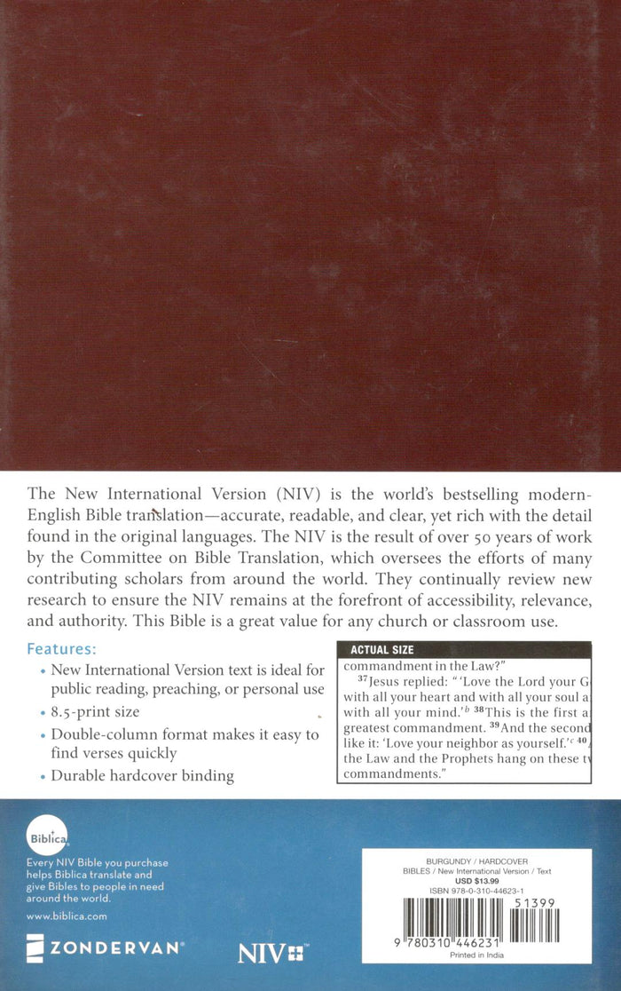 NIV - Value PEW & Worship Bible (Burgundy)