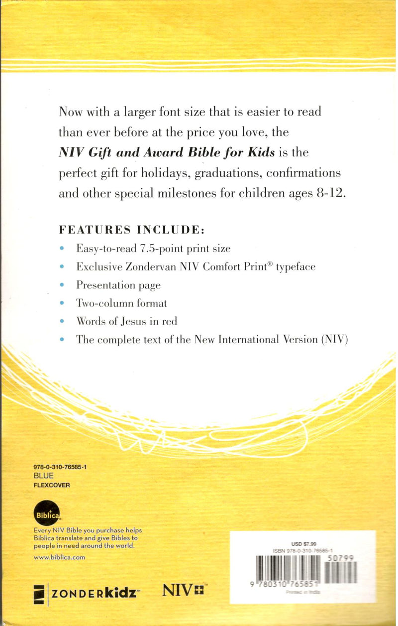 NIV : Gift and Award Bible for Kids | Comfort Print | Blue