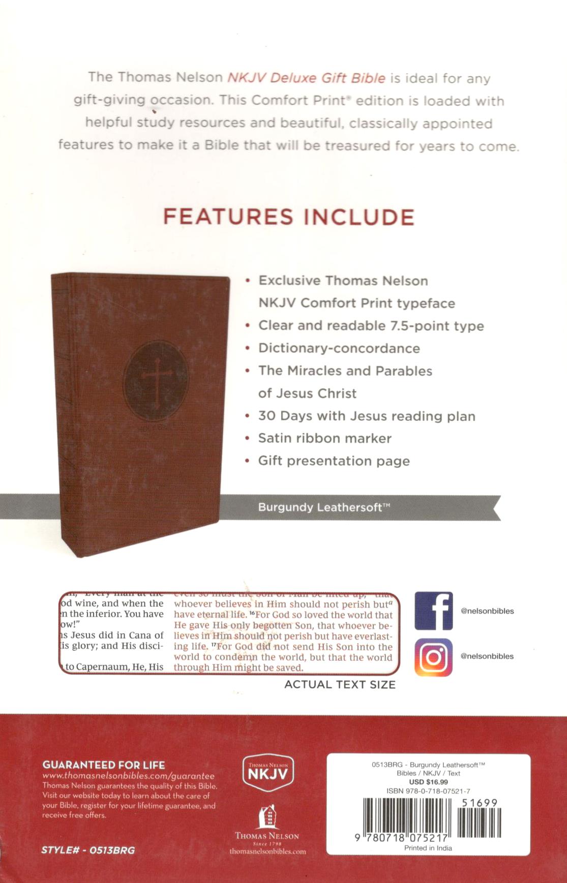 NKJV - Deluxe Gift Bible (Burgundy)