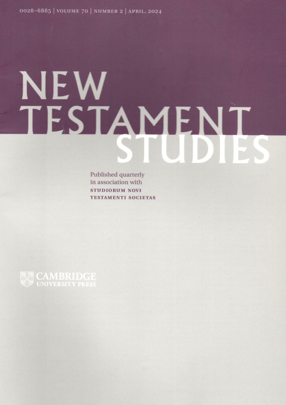 New Testament Studies | Vol. 70 No.2 | April 2024