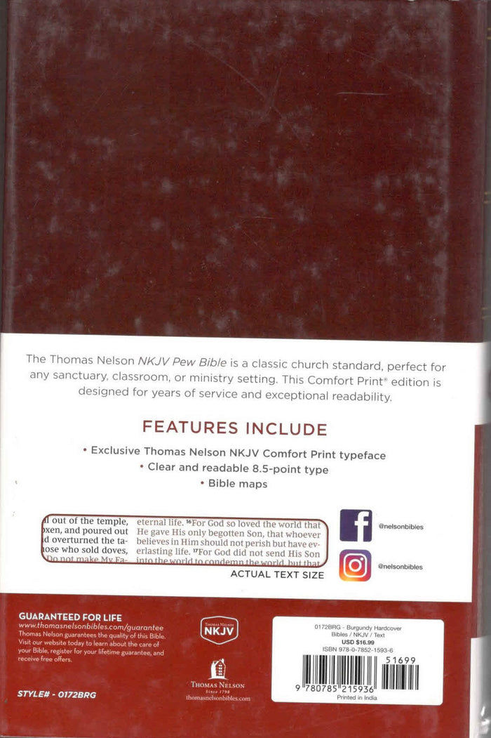 NKJV Pew Bible Comfort Print: Holy Bible