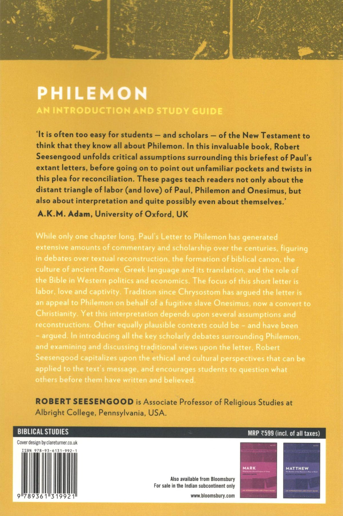 Philemon (T&T Clark’s Study Guides to the New Testament)