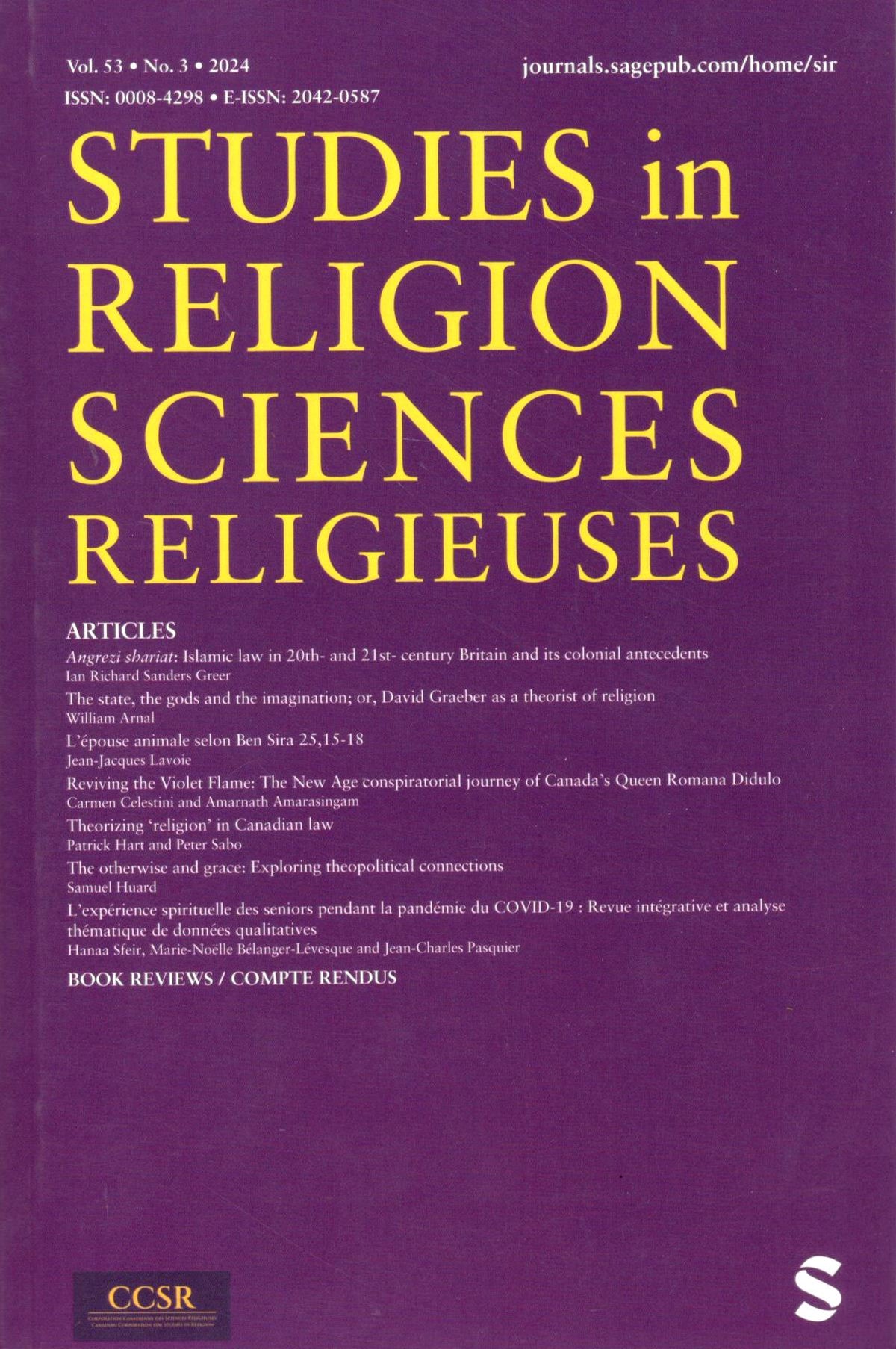 Studies in Religion / Sciences Religieuses  | Vol. 53 No. 3 | 2024