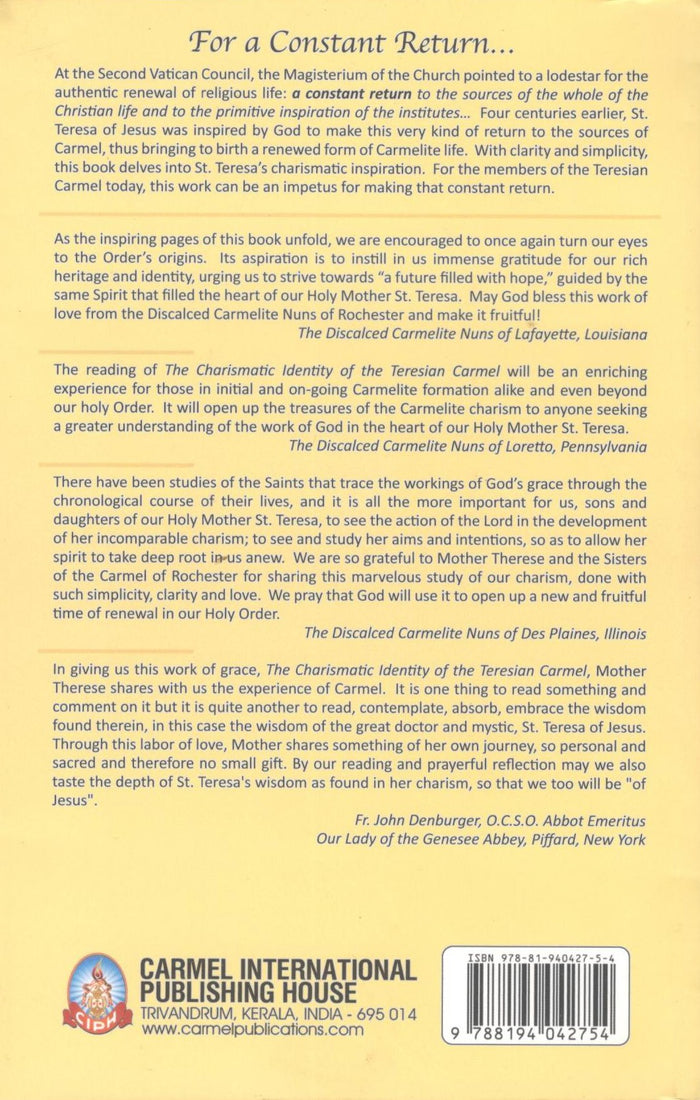 The Charismatic Identity of the Teresian Carmel