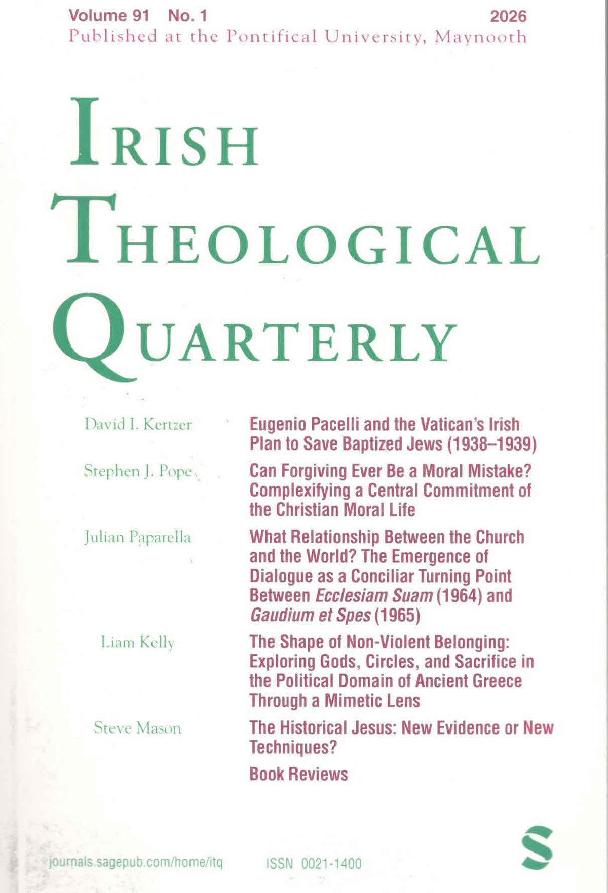 Irish Theological Quarterly | Vol.91 | No.1| 2026