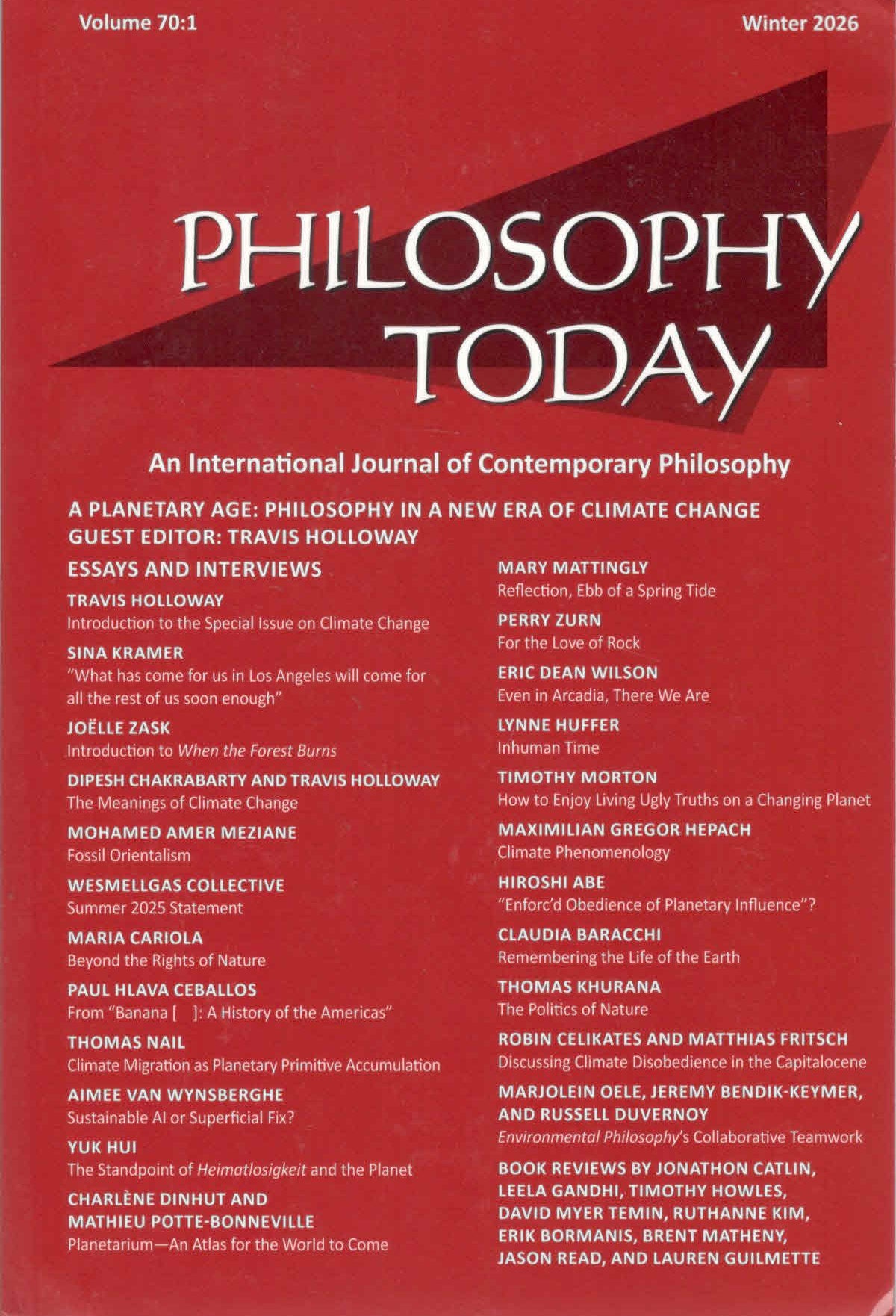 Philosophy Today | Vol. 70 : 1 | Winter | 2026